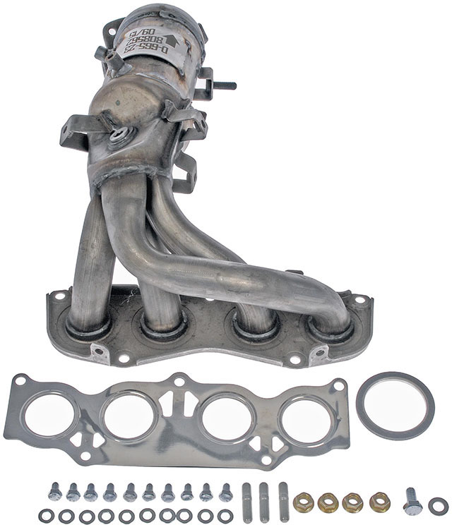 673-811 Catalytic Converter, 2.4L, 4Cyl, CARB and Federal EPA Standards, 50-state Legal, OE Solutions Series, Direct Fit - Dorman 673-811 Manifold Converter - CARB Compliant Compatible with Select Toyota Models (Made in USA) - Dorman Exhaust Manifold 673-811 - Manifold Converter - CARB Compliant - Manifold Converter - CARB Compliant - Catalytic Converter - Exhaust Manifold - This catalytic converter with integrated exhaust manifold - a.k.a. manifold converter - is precision-engineered to match the original equipment on specific vehicle years, makes and models for a reliable replacement. - Toyota Camry 2003-02, Toyota Solara 2003-02 - Manifold Converter - Carb Compliant - For Legal Sale In NY - CA - ME