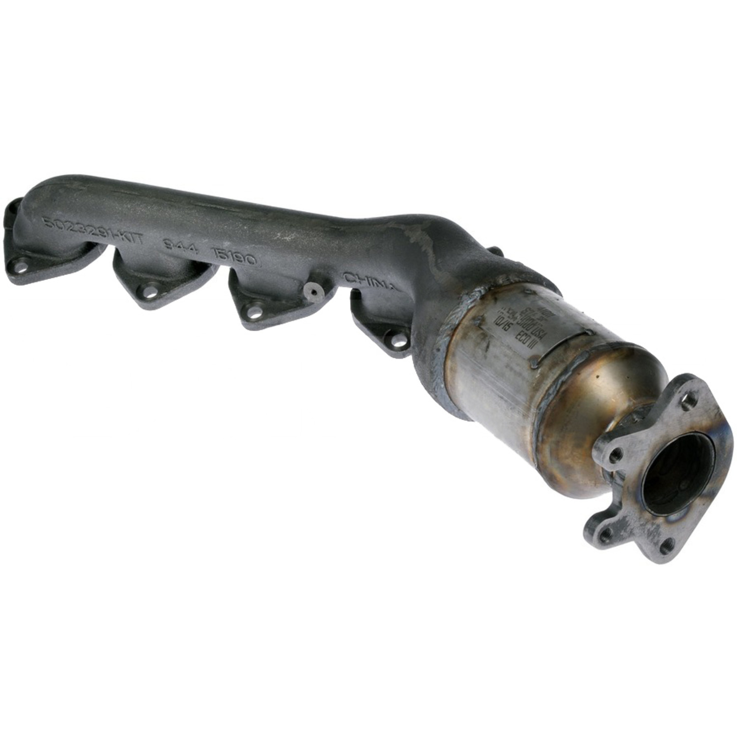 674-291 Driver Side Catalytic Converter, 4.6L, 8Cyl, Federal EPA Standard, 46-State Legal (Cannot ship to CA, CO, NY or ME), OE Solutions Series, Direct Fit - Dorman Exhaust Manifold 674-291 - Manifold Converter - Not CARB Compliant - Catalytic Converter - Exhaust Manifold - This catalytic converter with integrated exhaust manifold - a.k.a. manifold converter - is precision-engineered to match the original equipment on specific vehicle years, makes and models for a reliable replacement. - Hyundai Equus 2011, Hyundai Genesis 2012-09