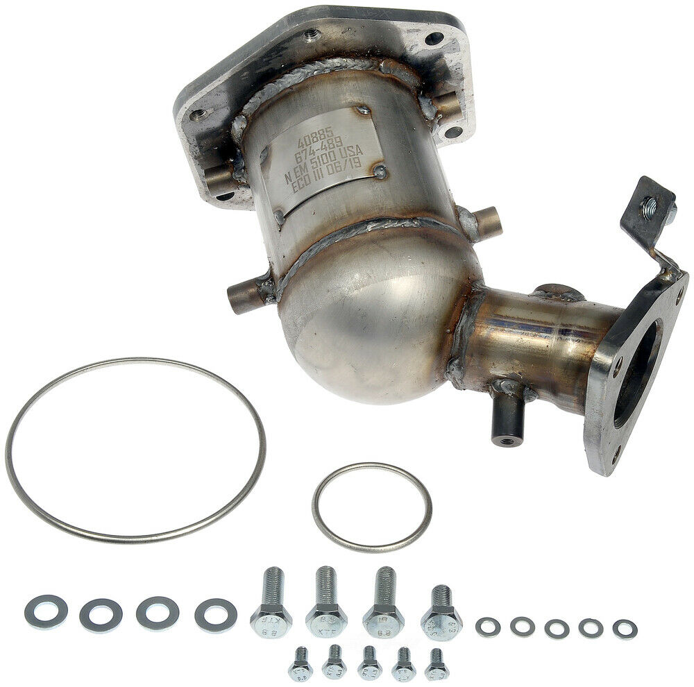 674-489 Front Catalytic Converter, 3.5L, 6Cyl, Federal EPA Standard, 46-State Legal (Cannot ship to CA, CO, NY or ME), OE Solutions Series, Direct Fit - Dorman 674-489 Front Pre-Catalytic Converter - Not CARB Compliant Compatible with Select Infiniti/Nissan Models (Made in USA) - Dorman Direct Fit Federal Catalytic Converter 674-489 - Preconverter - Pre-Converter - Not CARB Compliant - Exhaust Manifold - This catalytic converter is precision-engineered to match the original equipment fit and function on specific vehicle years, makes and models for a reliable replacement. - Infiniti 2021-13, Nissan 2020-07