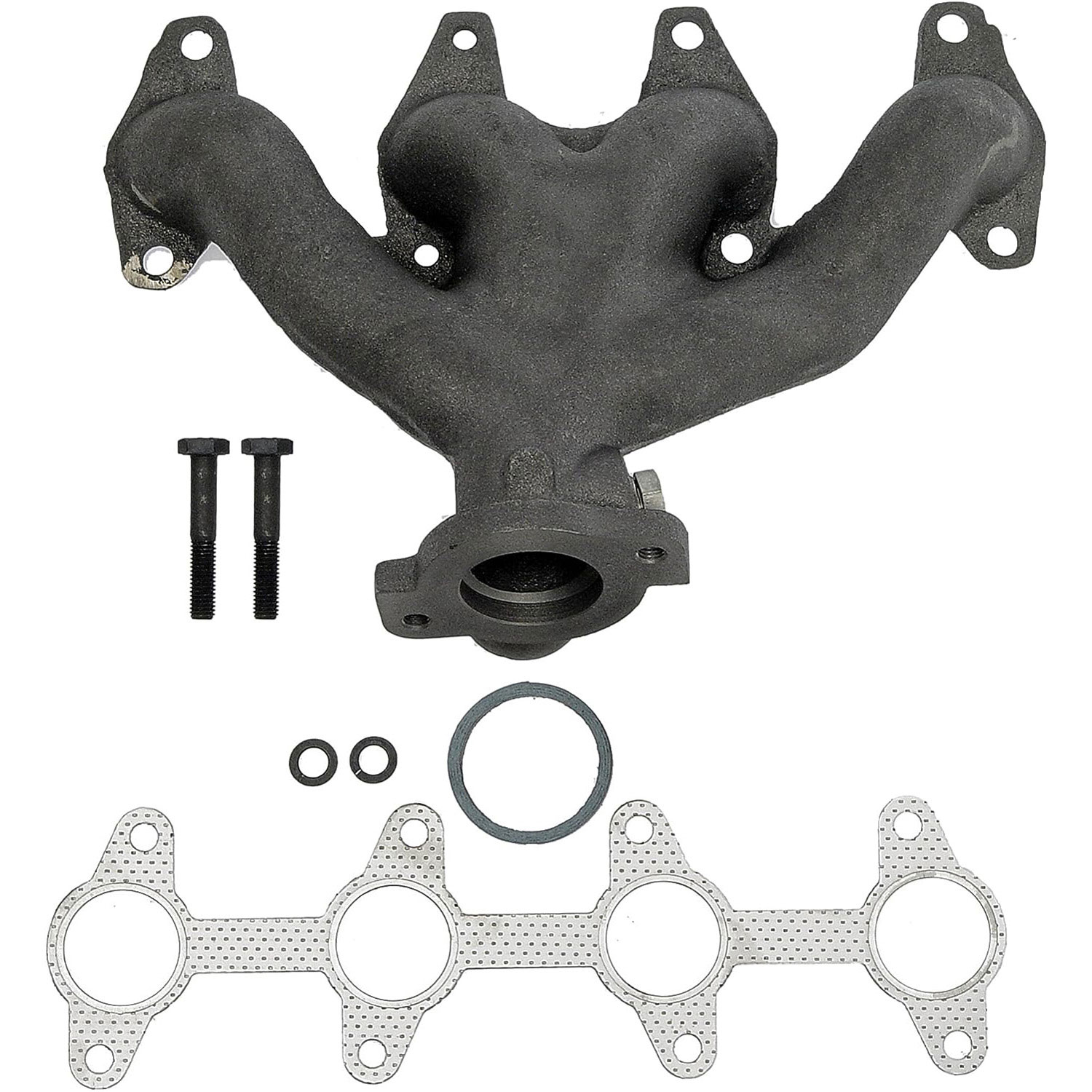 674-571 Exhaust Manifold, OE Solutions Series - Direct Fit Exhaust Manifold: without Heat Shield - Dorman Exhaust Manifold 674-571 - Exhaust Manifold Kit - Includes Required Gaskets And Hardware - Exhaust Header - This exhaust manifold was precision-engineered and durably manufactured to match the fit and function of the original manifold on specified vehicles. It includes all necessary gaskets and downpipe hardware for a complete repair. - Chevrolet Cavalier 2002-98, Oldsmobile Alero 2002, Pontiac Sunfire 2002-98