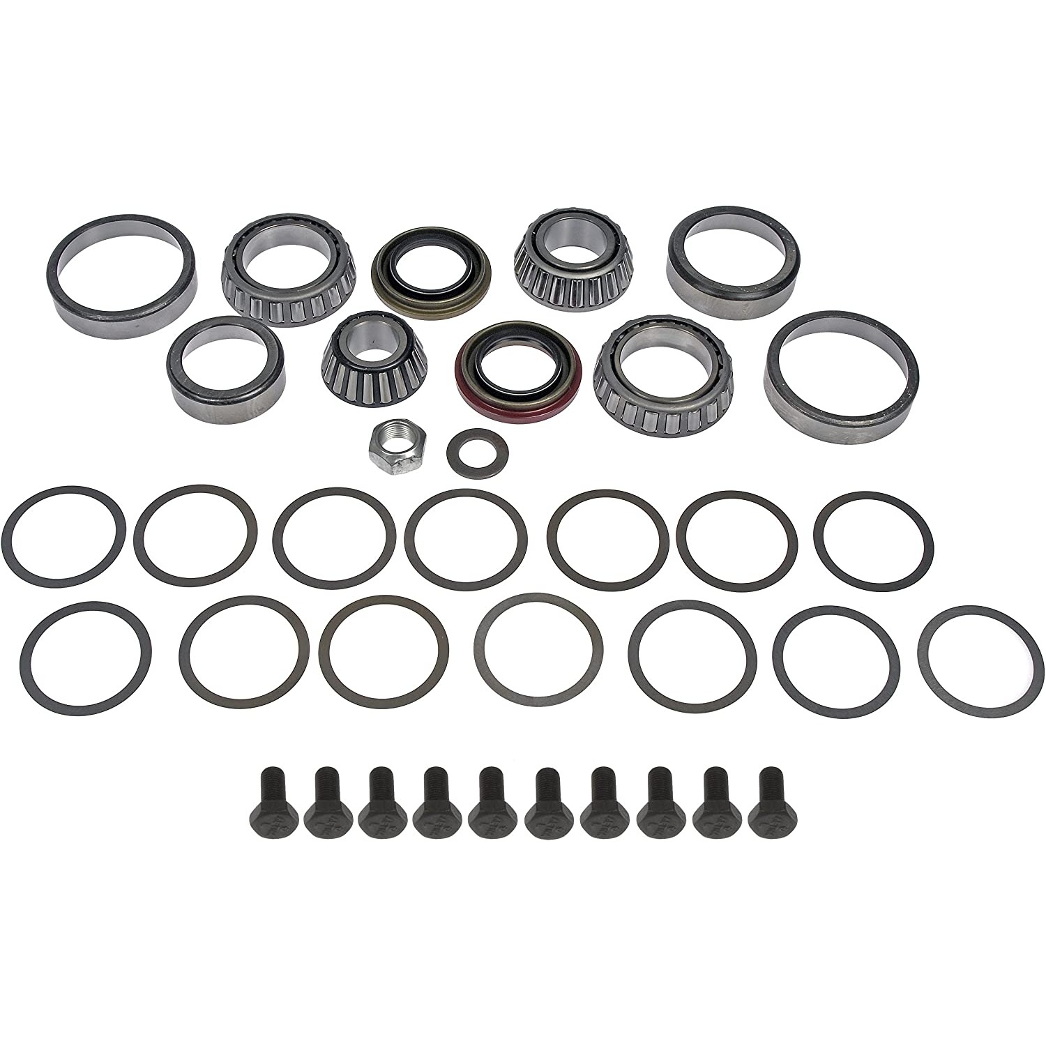 697-106 Ring And Pinion Bearing Kit - Direct Fit - Dorman Differential Bearing Kit 697-106 - DORMAN Ring and Pinion Master Bearing and Installation Kit for Ford - Ring And Pinion Bearing Installation Kit - R-P Mstr Brng Kit - Ring And Pinion Bearing Installation Kit - Differential Bearing Repair - This differential bearing kit includes all necessary installation components for a differential ring and pinion on certain vehicle years, makes and models. - Chevrolet 1991-67, Dodge 1993-61, Ford 2014-75, GMC 1991-67, Jeep 1988-74, Plymouth 1972-66