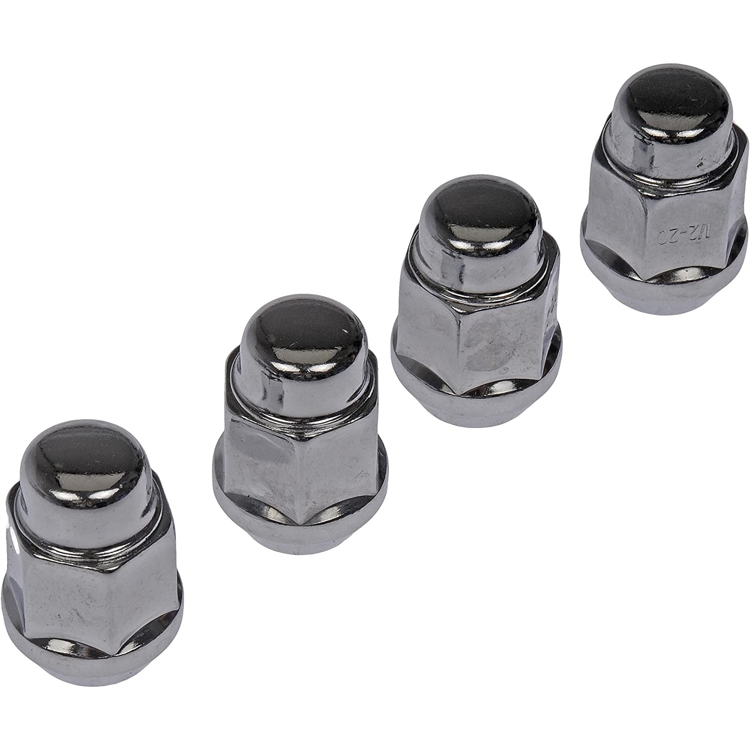 711-205 AutoGrade Series Lug Nut - Chrome, Steel, Bulge Seat Acorn, 1/2 -20 Direct Fit, Set of 4 - CHROME WHEEL NUT - Wheel Nut Chrome Acorn Bulge Seat 1/2-20 - Lug Nut - These wheel lug nuts are designed to match the fit, function and performance of the original equipment hardware on specified vehicles. They are engineered from durable materials to exacting specifications for long service life and a perfect fit. - American Motors 1983-77, Dodge 1980-74, Ford 2001-98, Jeep 2017, Mercury 2001-98, Plymouth 1980-74 - DORMAN 1/2"-20 Wheel Lug Nut for Ford - Chrome - Dorman 711-205 Wheel Nut Chrome Acorn Bulge Seat 1/2-20 Compatible with Select Models, 4 Pack - Wheel Lug Nut: 1/2-20 Thread, Conical 60, Bulge Acorn, 1.375" Length, Chrome, 4 Pack - Wheel Nut Chrome Acorn Bulge Seat 1/2-20