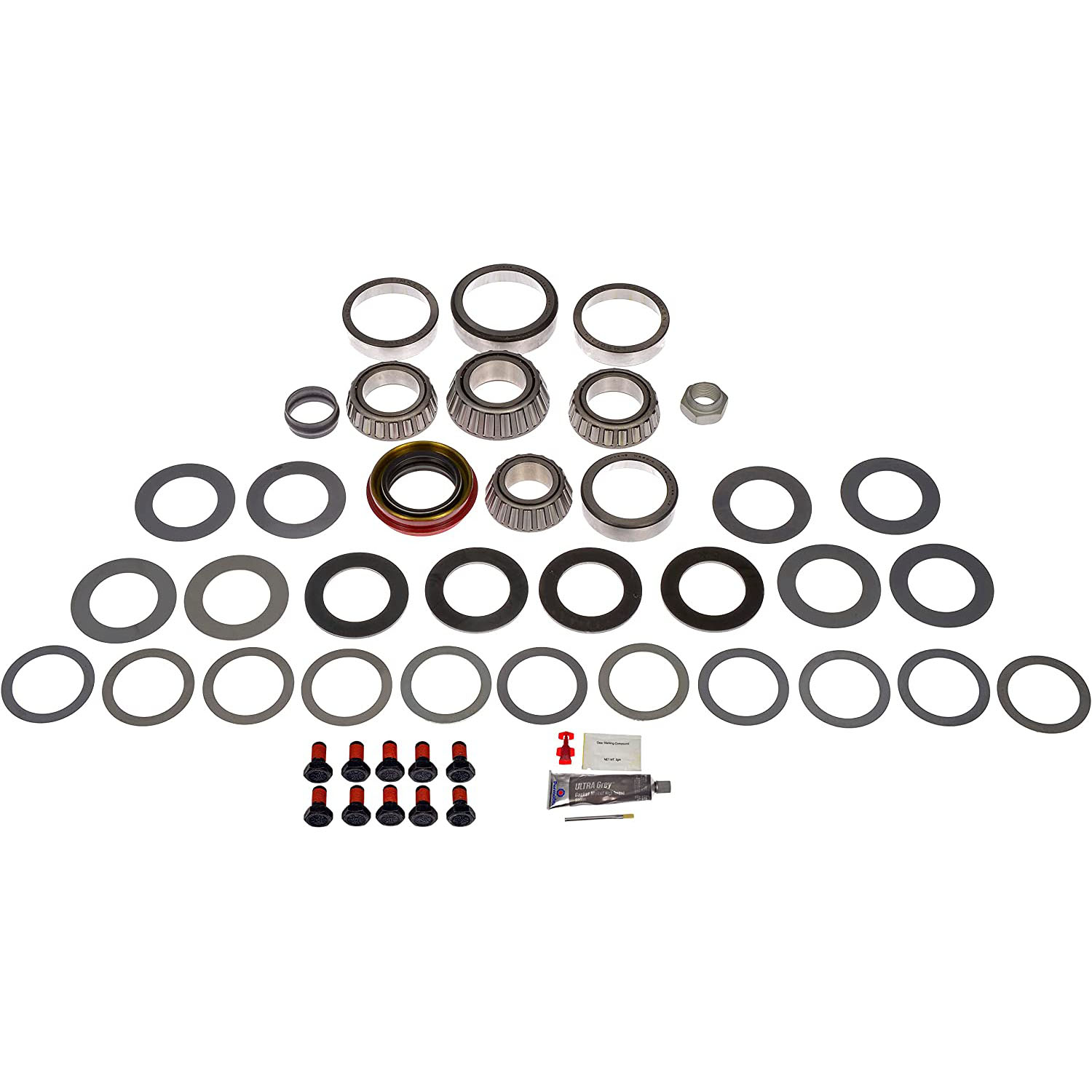 797-100 Differential Bearing and Seal Kit - Kit - Dorman Differential Bearing Kit 797-100 - Premium Ring And Pinion Master Bearing And Installation Kit - R-P Mstr Brng Kit - Premium Ring And Pinion Master Bearing And Installation Kit - Differential Bearing Repair - If you're repairing or rebuilding a front or rear differential and want the best performance and longevity from the bearings being replaced, choose this premium differential kit. It includes high-precision bearings manufactured to tighter tolerances and engineered to last longer than common lower-grade bearings that have more backlash when subjected to the torque generated within the differential. This convenient kit also saves the time needed to source individual components. Check the product attributes and fitment details to select the correct premium differential kit for your application. - General Motors 2000-70