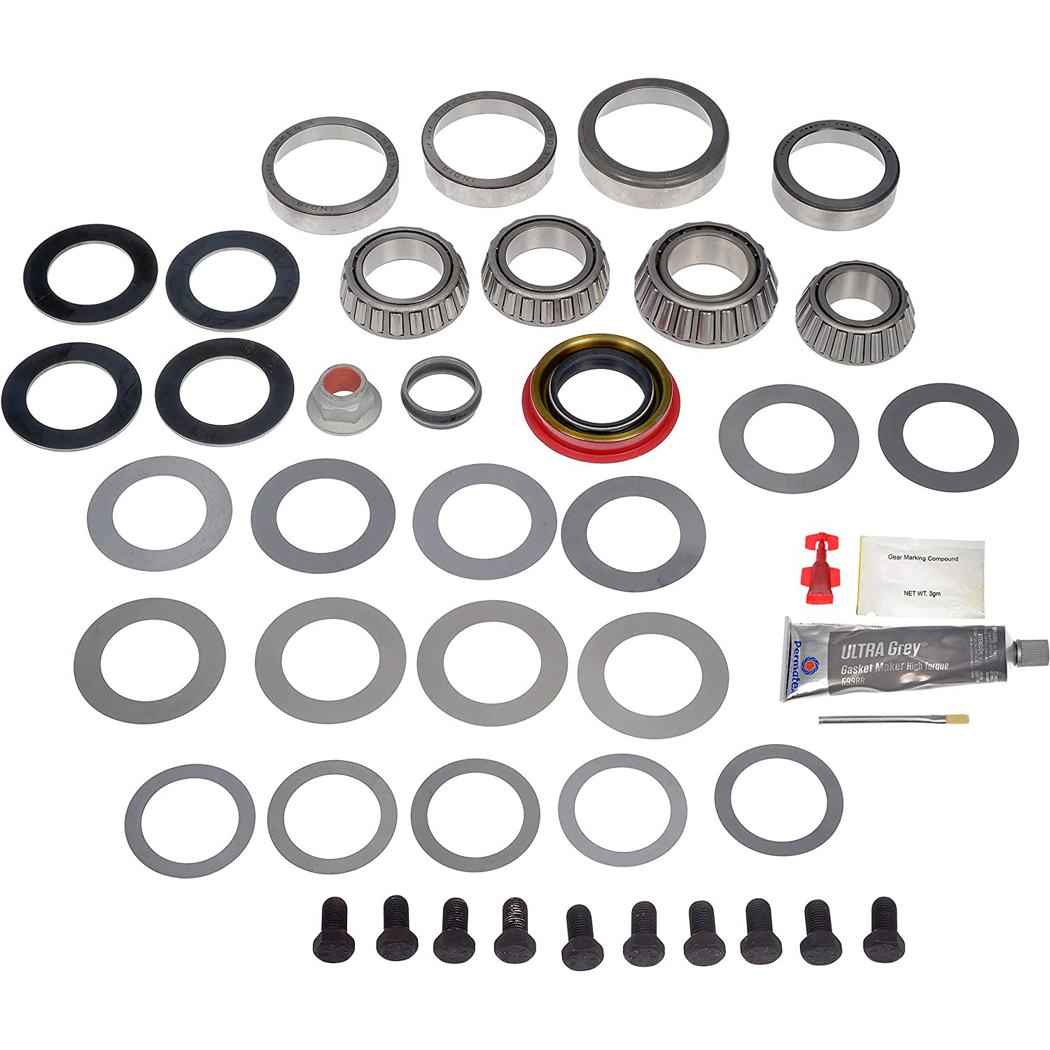 797-107 Differential Bearing and Seal Kit - Kit - Dorman Differential Bearing Kit 797-107 - Premium Ring And Pinion Master Bearing And Installation Kit - R-P Mstr Brng Kit - Premium Ring And Pinion Master Bearing And Installation Kit - Differential Bearing Repair - If you're repairing or rebuilding a front or rear differential and want the best performance and longevity from the bearings being replaced, choose this premium differential kit. It includes high-precision bearings manufactured to tighter tolerances and engineered to last longer than common lower-grade bearings that have more backlash when subjected to the torque generated within the differential. This convenient kit also saves the time needed to source individual components. Check the product attributes and fitment details to select the correct premium differential kit for your application. - Ford 2011-78, Lincoln 1987-84, Mercury 1997-78