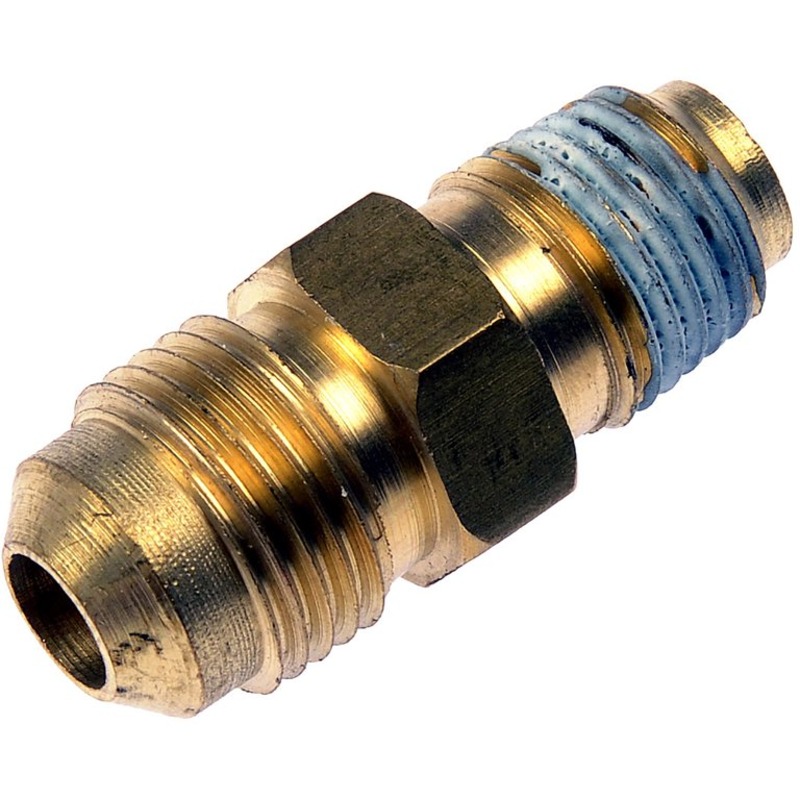 800-713 Transmission Oil Line - Brass, Direct Fit, Sold individually - Dorman 800-713 Transmission Line Connector - 1/4In. NPT x 5/8-18In. UNF Compatible with Select Dodge Models - Dorman Automatic Transmission Oil Cooler Line Fitting 800-713 - TRANS. LINE CONN. - Transmission Line Connector - 1/4In. NPT x 5/8-18In. UNF - Quick Disconnect - Transmission Line Fitting - Radiator Fitting - Transmission Cooler Line Connector - Cooler Fitting - Made of quality materials, this automatic transmission oil cooler line connector matches the fit and function of a damaged original equipment connector to restore leak-free performance between the transmission and the oil cooler. - Dodge 2003-90 - Transmission Line Connector - 1/4In. NPT x 5/8-18In. UNF