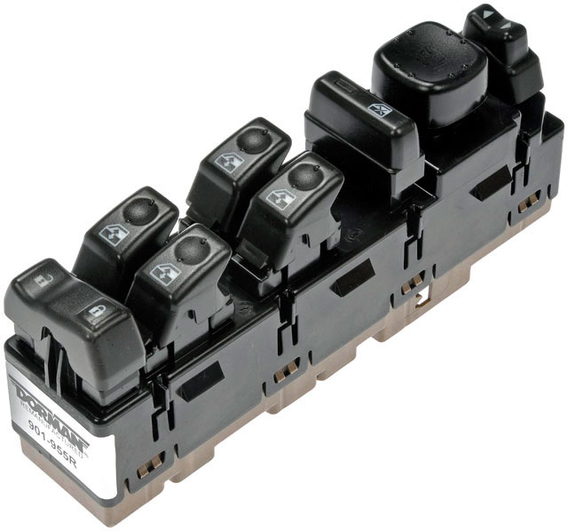 901-955R Front, Driver Side Window Switch, Black, 8 Buttons, with Power Adjustable Pedals, with RPO Code DPF (Heated, Wide Load) - Dorman 901-955R Front Driver Side Remanufactured Power Window Switch Compatible with Select Models - Dorman Power Window Switch 901-955R - DORMAN Remanufactured Power Window Switch for Chevrolet - Black - Remanufactured Power Window Switch - Reman Window Switch - Remanufactured Power Window Switch - Window Motor Switch - Power Window Switch - A failing power window switch doesn't have to mean a trip to the dealer. This power window switch matches the appearance and function of the vehicle's original switch. It's engineered for durability and simple plug-and-play installation. - Cadillac 2006-03, Chevrolet 2006-03, GMC 2006-03, Hummer 2004-03
