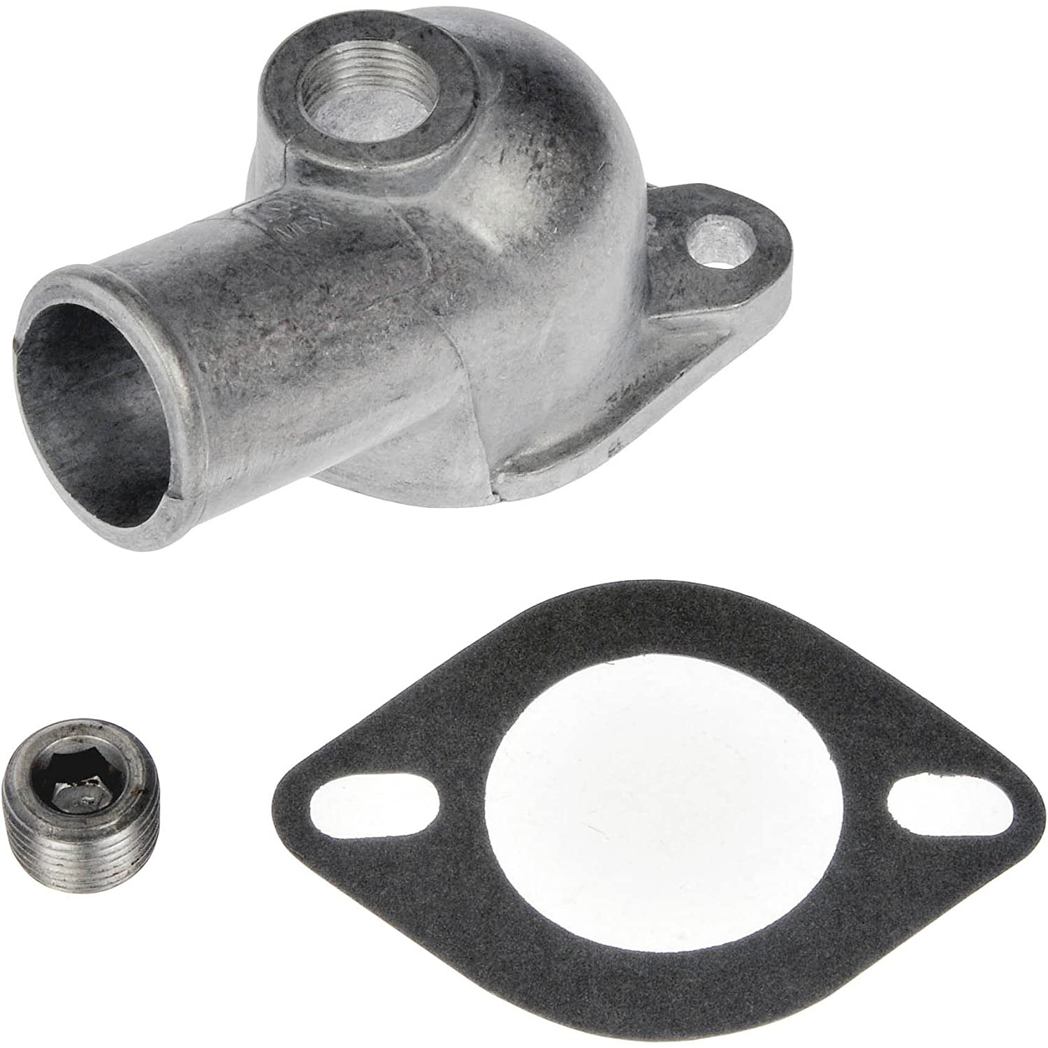 902-2018 Thermostat Housing OE Solutions Series - Coolant Housing/Water Outlet: with Housing and Gasket, 180 Degree Neck Angle - Dorman 902-2018 Engine Coolant Thermostat Housing Compatible with Select Models - Engine Coolant Thermostat Housing - Thermostat Housing - Engine Coolant Thermostat Housing - Coolant Bleeder - Water Outlet - Coolant Outlet - This replacement engine coolant thermostat housing is engineered to match the fit and durability of the stock thermostat housing on specified vehicles. It is designed to withstand extreme temperature changes to extend service life. - Checker Motors 1977-71, Checker Motors 1968-65, General Motors 1982-63