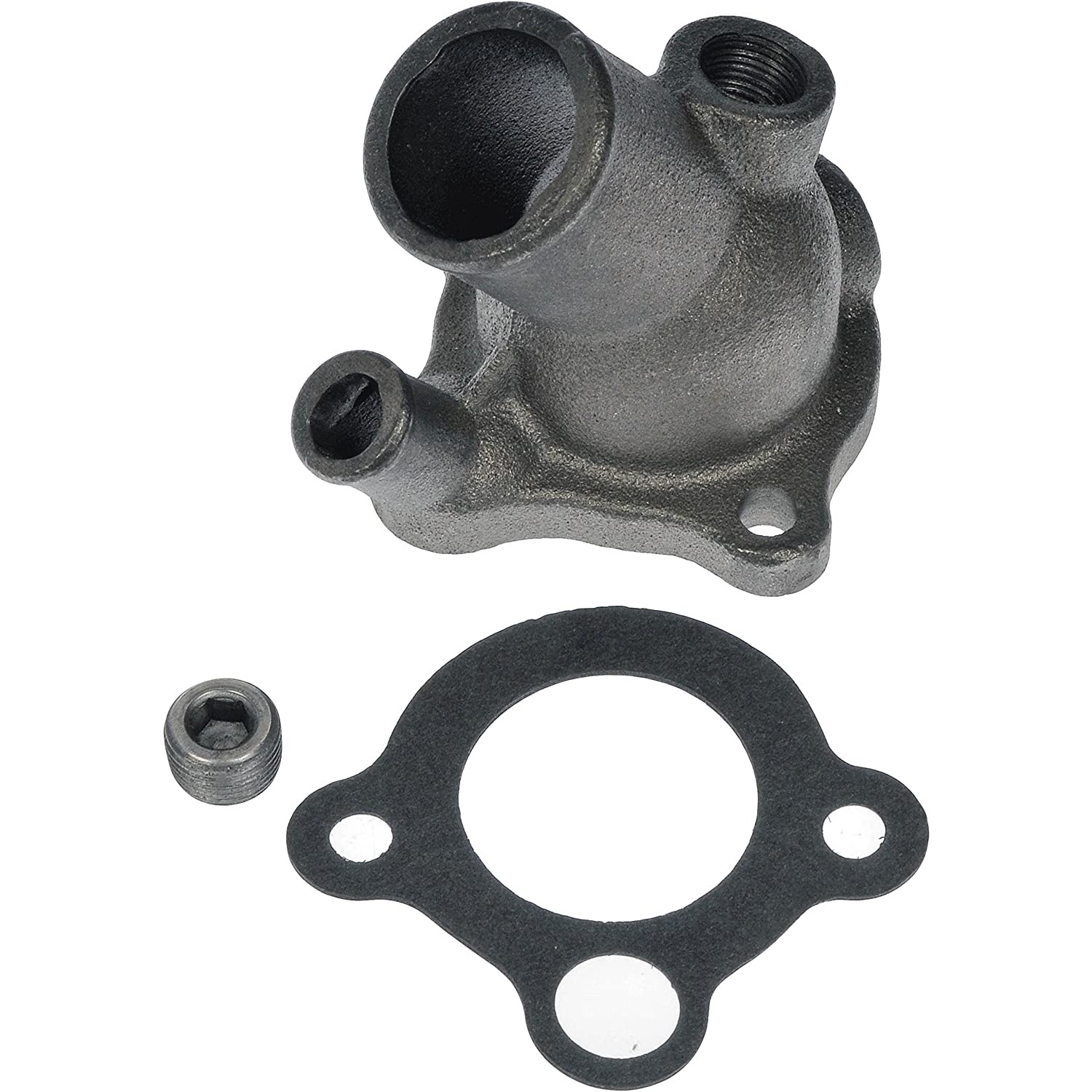 902-3018 Thermostat Housing OE Solutions Series - Coolant Housing/Water Outlet: with Housing and Gasket, 60 Degree Neck Angle - Dorman 902-3018 Engine Coolant Thermostat Housing Compatible with Select GMC / Jeep Models - Engine Coolant Thermostat Housing - Thermostat Housing - Engine Coolant Thermostat Housing - Coolant Outlet - Water Outlet - Coolant Bleeder - This replacement engine coolant thermostat housing is engineered to match the fit and durability of the stock thermostat housing on specified vehicles. It is designed to withstand extreme temperature changes to extend service life. - GMC 1966, Jeep 1991-79