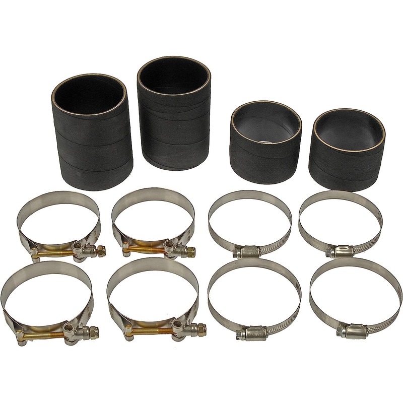 904-220 Intercooler Coupler - Black and Natural, Rubber and metal, Direct Fit - DORMAN 150 psi Intercooler Boot Kit - Black - Dorman 904-220 Intercooler Boot Kit Compatible with Select Ford Models - Dorman 904-220 Intercooler Boot Kit for Specific Ford Models - ENGINE BOOT KIT - Engine Boot Kit for Air Distribution Manifold - Turbo Air Intake Hose - Intercooler Hose - This intercooler boot kit is designed to match the original seals required to reseal and repair the intercooler boot on specified vehicles. Made of quality components, this kit is engineered for reliable performance and durability. - Ford 2003-98