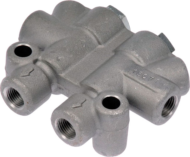 905-907 OE Solutions Series Brake Proportioning Valve - Gray and silver/zinc-plated, Aluminum and Steel, Direct Fit, Sold Individually - Brake Proportioning Valve - Brake Prop Valve - Brake Proportioning Valve - Prop Valve - Brake Bias Valve - This brake proportioning valve is designed to match the fit and function of the original valve on specified vehicles, and is engineered for durability and reliable performance. - Kia Sephia 2001-97, Kia Spectra 2004-00 - Dorman 905-907 Brake Proportioning Valve Compatible with Select Kia Models - Dorman Brake Proportioning Valve 905-907