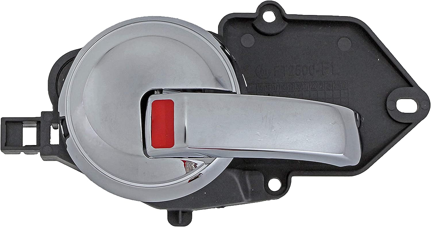 96482 Front, Driver Side Chrome Lever with Black Bezel Interior Door Handle, Without Door Lock Button, Help Series - Dorman 96482 Driver Side Interior Door Handle Compatible with Select Fiat Models, Black; Chrome - Dorman Interior Door Handle 96482 - Interior Door Handle Front Left Chrome