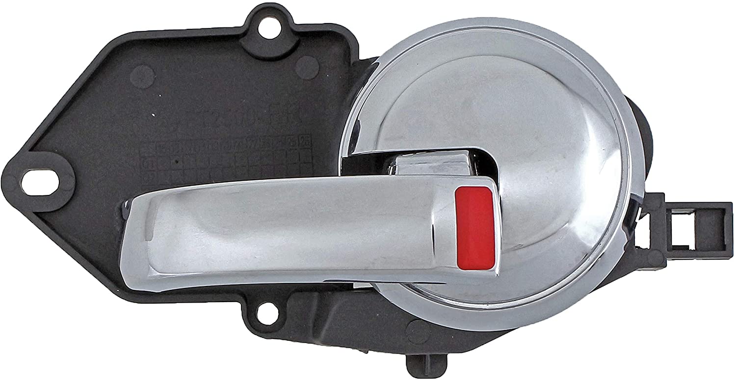 96483 Front, Passenger Side Chrome Lever with Black Bezel Interior Door Handle, Without door lock button, Help Series - Dorman 96483 Passenger Side Interior Door Handle Compatible with Select Fiat Models, Black; Chrome - Dorman Interior Door Handle 96483 - Interior Door Handle Front Right Chrome
