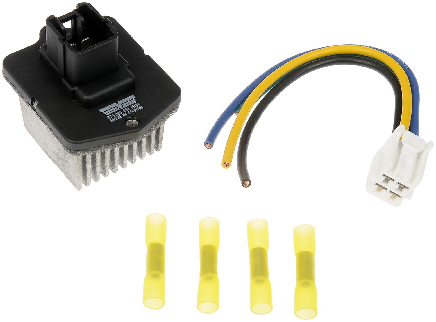 973-094 Blower Motor Resistor OE Solutions Series - Blower Motor Resistor Kit with Harness - Blower Motor Resistor Kit With Harness - BMR Kit - Blower Motor Resistor Kit With Harness - HVAC Blower Motor Resistor - Blower Motor Resistor and Connector Kit - This HVAC blower motor resistor kit includes a resistor and harness pigtail to replace an overheated or corroded original equipment resistor on certain vehicles. - Mitsubishi 2017-07 - Dorman 973-094 HVAC Blower Motor Resistor Kit Compatible with Select Mitsubishi Models - Dorman - OE Solutions HVAC Blower Motor Resistor Kit 973-094
