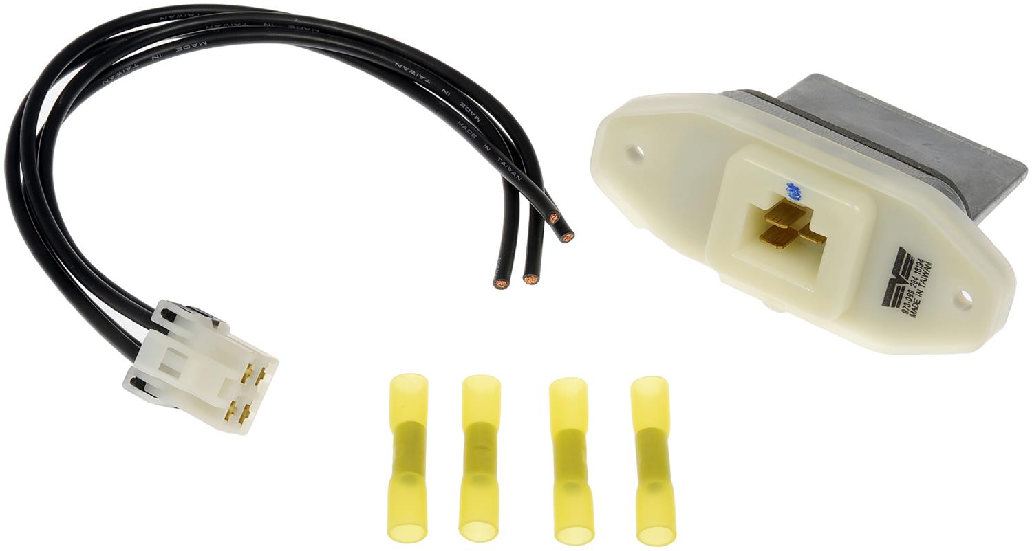 973-099 Blower Motor Resistor OE Solutions Series - Blower Motor Resistor Kit with Harness - Blower Motor Resistor Kit With Harness - BMR Kit - Blower Motor Resistor Kit With Harness - HVAC Blower Motor Resistor - Blower Motor Resistor and Connector Kit - This HVAC blower motor resistor kit includes a resistor and harness pigtail to replace an overheated or corroded original equipment resistor on certain vehicles. - Nissan Maxima 2003-00 - Dorman 973-099 HVAC Blower Motor Resistor Kit Compatible with Select Nissan Models - Dorman - OE Solutions HVAC Blower Motor Resistor Kit 973-099