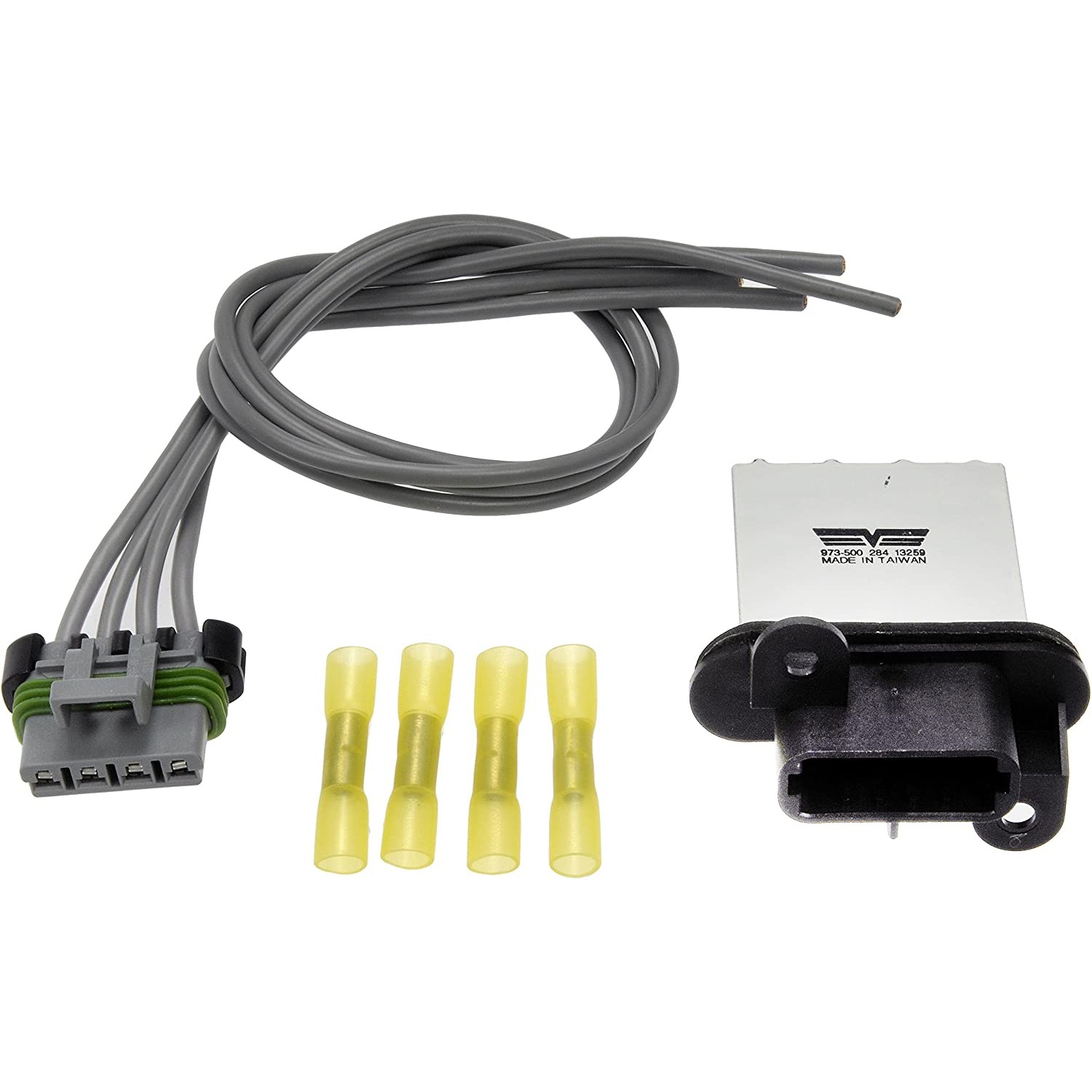 973-500 Blower Motor Resistor OE Solutions Series - Blower Motor Resistor Kit with Harness - Blower Motor Resistor Kit With Harness - BMR Kit - Blower Motor Resistor Kit With Harness - HVAC Blower Motor Resistor - Blower Motor Resistor and Connector Kit - This HVAC blower motor resistor kit includes a resistor and harness pigtail to replace an overheated or corroded original equipment resistor on certain vehicles. - Chevrolet Cobalt 2010-05, Chevrolet HHR 2011-06, Pontiac G5 2010-07 - Dorman 973-500 HVAC Blower Motor Resistor Kit Compatible with Select Chevrolet / Pontiac Models - Dorman - OE Solutions HVAC Blower Motor Resistor Kit 973-500