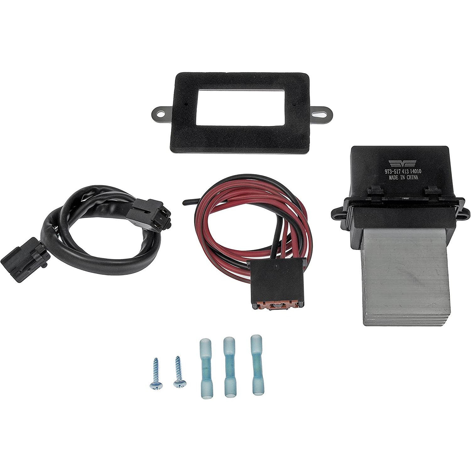973-517 Blower Motor Resistor OE Solutions Series - Blower Motor Resistor Kit with Harness - BMR Kit - Blower Motor Resistor Kit with Harness - HVAC Blower Motor Resistor - Blower Motor Resistor and Connector Kit - This HVAC blower motor resistor kit includes a resistor and harness pigtail to replace an overheated or corroded original equipment resistor on certain vehicles. - Chrysler 2009-01, Dodge 2011-01, Jeep 2012-02 - Dorman 973-517 HVAC Blower Motor Resistor Kit Compatible with Select Chrysler / Dodge / Jeep Models - Dorman - OE Solutions HVAC Blower Motor Resistor Kit 973-517
