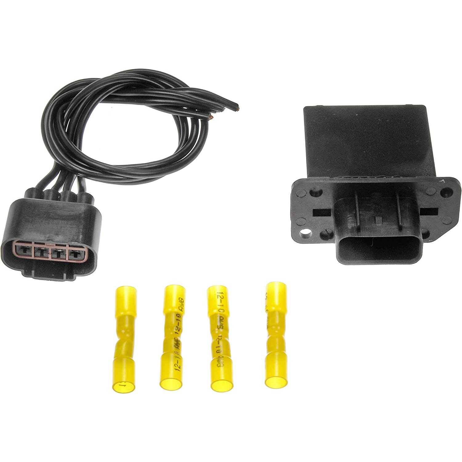 973-518 Blower Motor Resistor OE Solutions Series - Blower Motor Resistor Kit with Harness - BMR Kit - Blower Motor Resistor Kit with Harness - HVAC Blower Motor Resistor - Blower Motor Resistor and Connector Kit - This HVAC blower motor resistor kit includes a resistor and harness pigtail to replace an overheated or corroded original equipment resistor on certain vehicles. - Ford Escape 2010-08, Ford Taurus 2009-08, Mercury Mariner 2010-08, Mercury Sable 2009-08 - Dorman 973-518 HVAC Blower Motor Resistor Kit Compatible with Select Ford / Mercury Models - Dorman - OE Solutions HVAC Blower Motor Resistor Kit 973-518