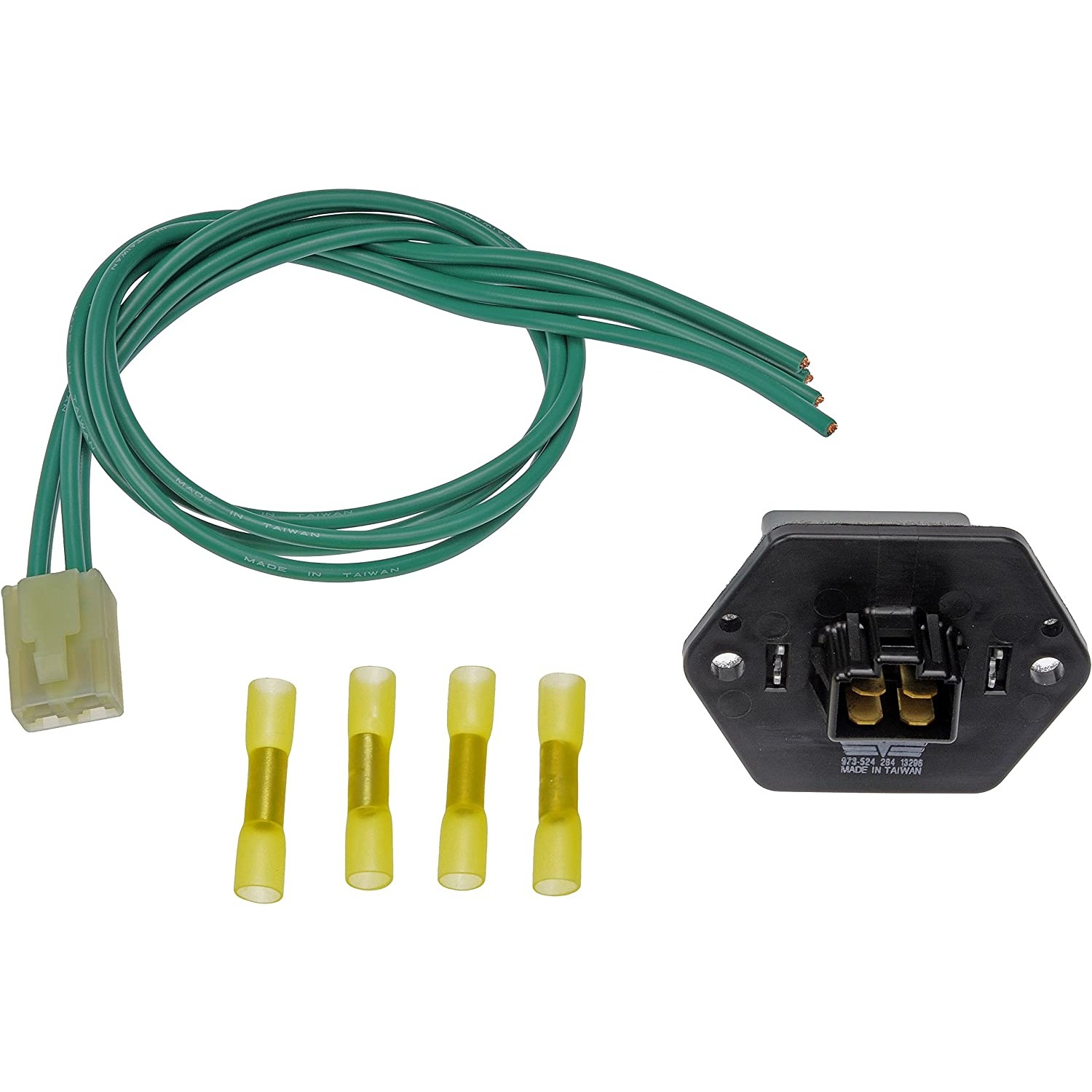973-524 Blower Motor Resistor OE Solutions Series - Blower Motor Resistor Kit with Harness - BMR Kit - Blower Motor Resistor Kit with Harness - HVAC Blower Motor Resistor - Blower Motor Resistor and Connector Kit - This HVAC blower motor resistor kit includes a resistor and harness pigtail to replace an overheated or corroded original equipment resistor on certain vehicles. - Kia Sportage 2002-01