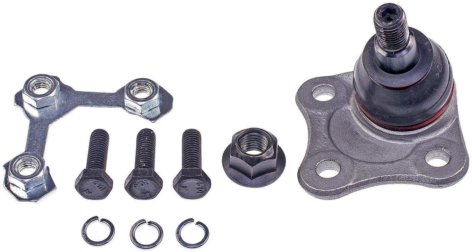 Ball Joint - Suspension Ball Joint - This extended life ball joint is built for smooth performance and superior durability. Featuring a hardened stud, highly polished ball, a maintenance-free polymer bearing, I.C.E. synthetic grease and premium corrosion resistance. - BJ43354XL Front, Passenger Side, Lower Ball Joint Premium Chassis Series - Dorman BJ43354XL Front Passenger Side Lower Suspension Ball Joint Compatible with Select Audi/Seat/Volkswagen Models