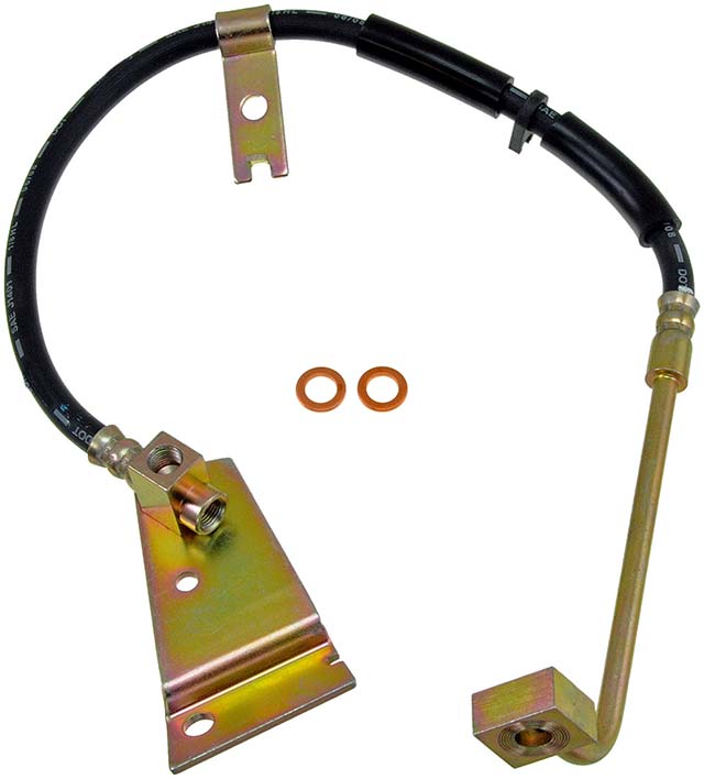 BRAKE HOSE - Brake Hydraulic Hose - Brake Line - Brake Hose - This automotive brake hydraulic hose was precision-engineered to match the fit, function and performance of the original brake hose on specific vehicles and positions to ensure safe, long-lasting durability as part of a complete brake repair. - Dodge 2002-98 - Dorman H381161 Front Driver Side Brake Hydraulic Hose Compatible with Select Dodge Models - H381161 Front, Driver Side First Stop Series Brake Line, Metal and Rubber