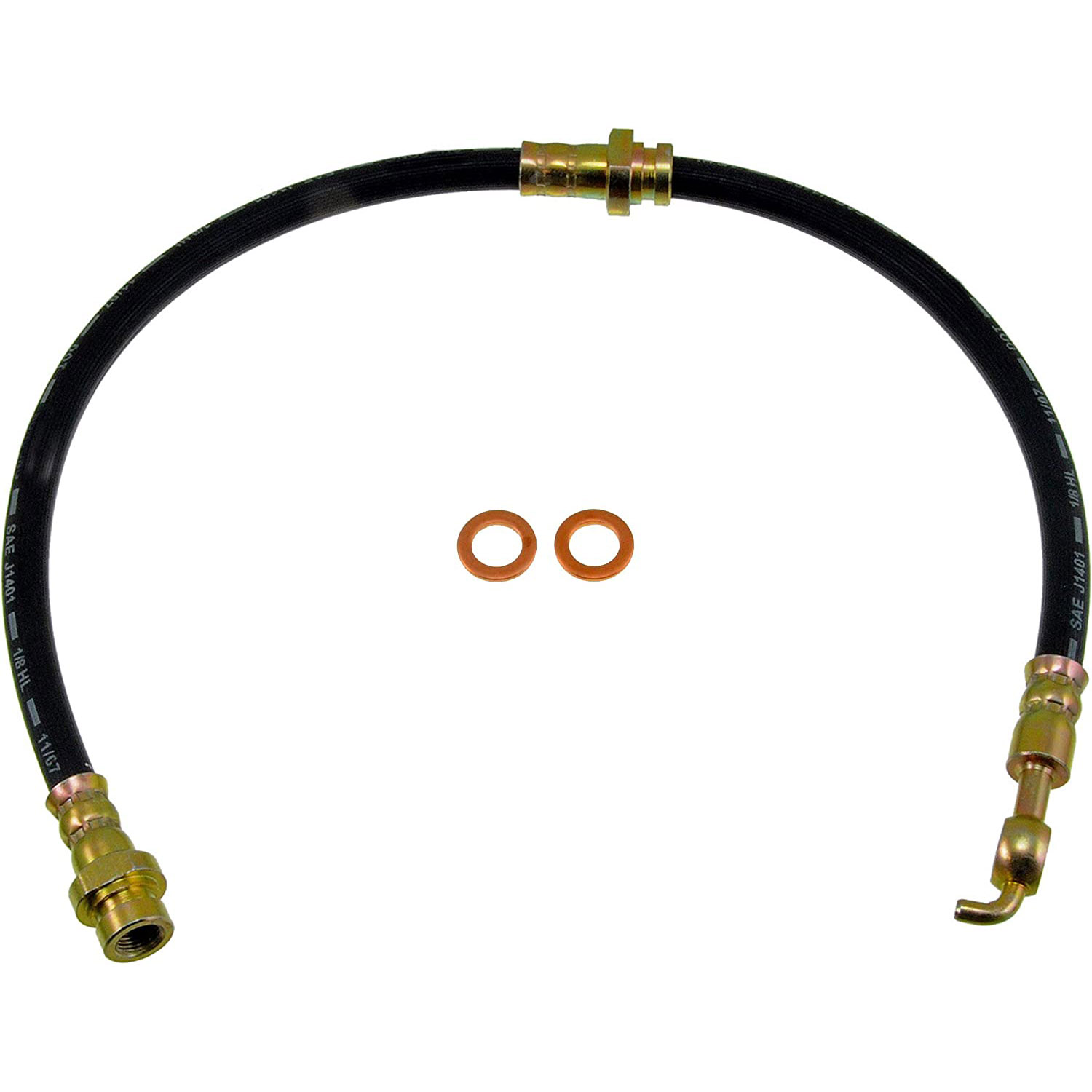 BRAKE HOSE - Brake Hydraulic Hose - Brake Hose - Brake Line - This automotive brake hydraulic hose was precision-engineered to match the fit, function and performance of the original brake hose on specific vehicles and positions to ensure safe, long-lasting durability as part of a complete brake repair. - Ford Probe 1992-89, Mazda 626 1992-83, Mazda MX-6 1992-88 - H38207 Front, Driver and Passenger Side First Stop Series Brake Line, EPDM Rubber