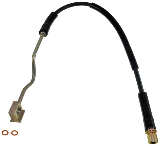 BRAKE HOSE - Brake Hydraulic Hose - Brake Hose - Brake Line - This automotive brake hydraulic hose was precision-engineered to match the fit, function and performance of the original brake hose on specific vehicles and positions to ensure safe, long-lasting durability as part of a complete brake repair. - Ford 1998-83 - Brake Hydraulic Hose - DORMAN 32.5" Flexible Rubber Hydraulic Brake Hose for Ford - Dorman H38317 Brake Hydraulic Hose Compatible with Select Ford Models - H38317 Front, Driver Side Brake Line
