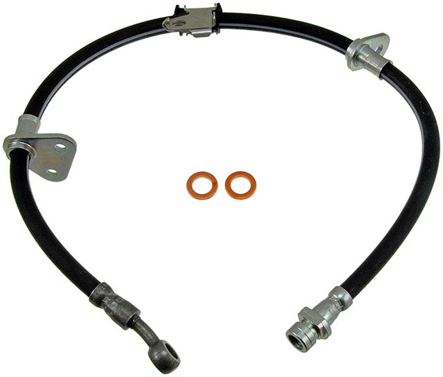 BRAKE HOSE - Brake Hydraulic Hose - Brake Line - Brake Hose - This automotive brake hydraulic hose was precision-engineered to match the fit, function and performance of the original brake hose on specific vehicles and positions to ensure safe, long-lasting durability as part of a complete brake repair. - Honda Civic 1988, Honda CRX 1988 - H38710 Front, Passenger Side First Stop Series Brake Line, Metal and Rubber