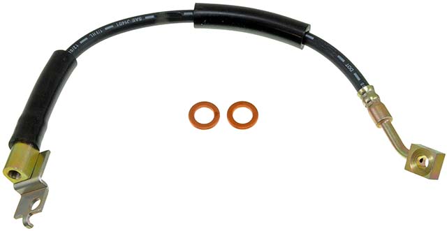 BRAKE HOSE - Brake Hydraulic Hose - Brake Hose - Brake Line - This automotive brake hydraulic hose was precision-engineered to match the fit, function and performance of the original brake hose on specific vehicles and positions to ensure safe, long-lasting durability as part of a complete brake repair. - Jeep 2006-90 - Dorman H38894 Front Passenger Side Brake Hydraulic Hose Compatible with Select Jeep Models, Black - H38894 Front, Passenger Side First Stop Series Brake Line, Metal and Rubber