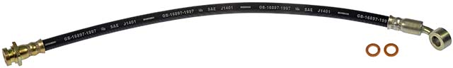 BRAKE HOSE - Brake Hydraulic Hose - Brake Hose - Brake Line - This automotive brake hydraulic hose was precision-engineered to match the fit, function and performance of the original brake hose on specific vehicles and positions to ensure safe, long-lasting durability as part of a complete brake repair. - Chevrolet 2004-99, GMC 2004-99, Isuzu 2004-99 - DORMAN 16" Flexible Rubber Hydraulic Brake Hose for Chevrolet - H620348 Front, Driver and Passenger Side First Stop Series Brake Line, Metal and Rubber