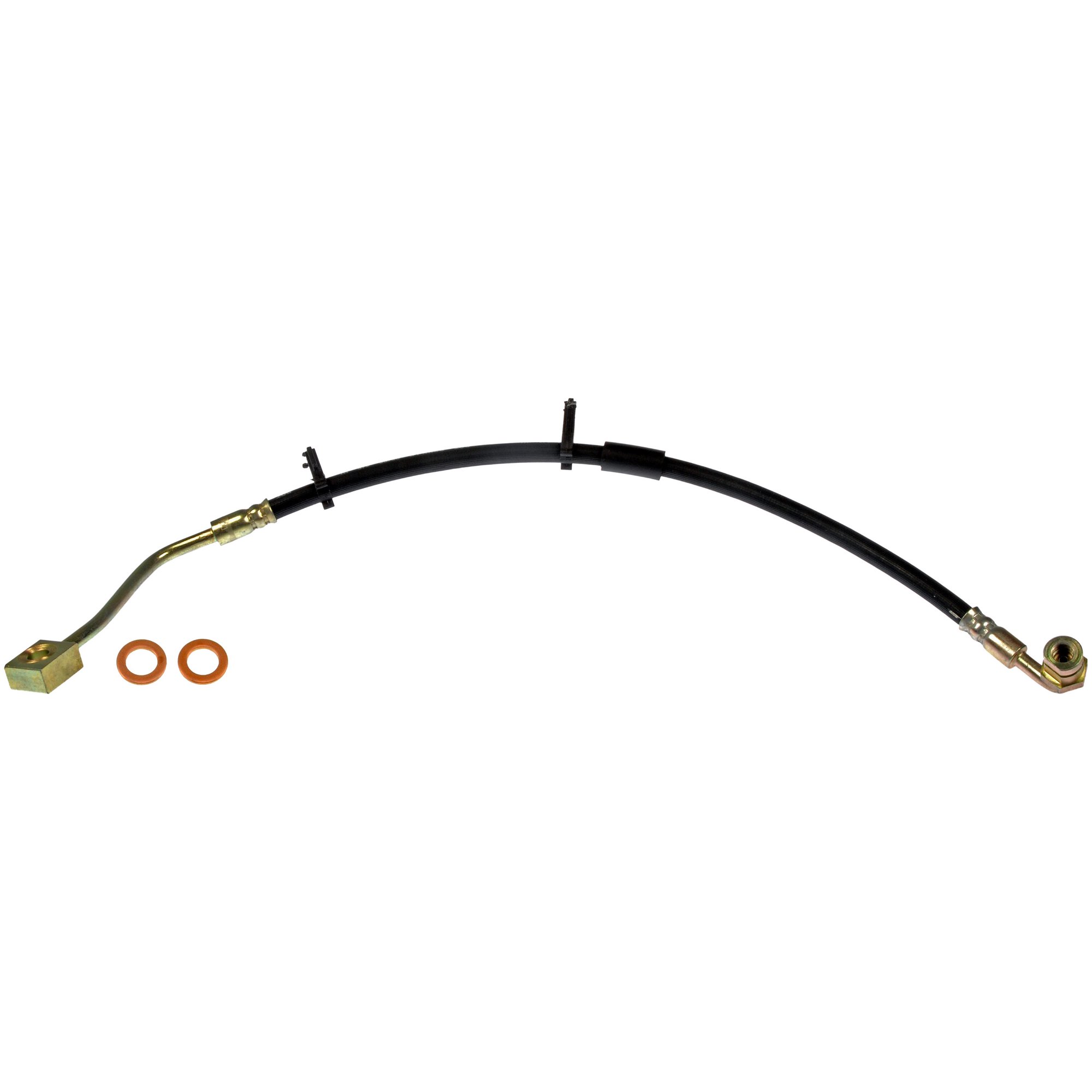 BRAKE HOSE - Brake Hydraulic Hose - Brake Hose - Brake Line - This automotive brake hydraulic hose was precision-engineered to match the fit, function and performance of the original brake hose on specific vehicles and positions to ensure safe, long-lasting durability as part of a complete brake repair. - Ford 2023-21, Ford 2019-08 - Brake Hydraulic Hose - DORMAN 21.38" Flexible Rubber Hydraulic Brake Hose for Ford - Dorman H620985 Front Passenger Side Brake Hydraulic Hose Compatible with Select Ford Models - H620985 Front, Passenger Side First Stop Series Brake Line, EPDM Rubber