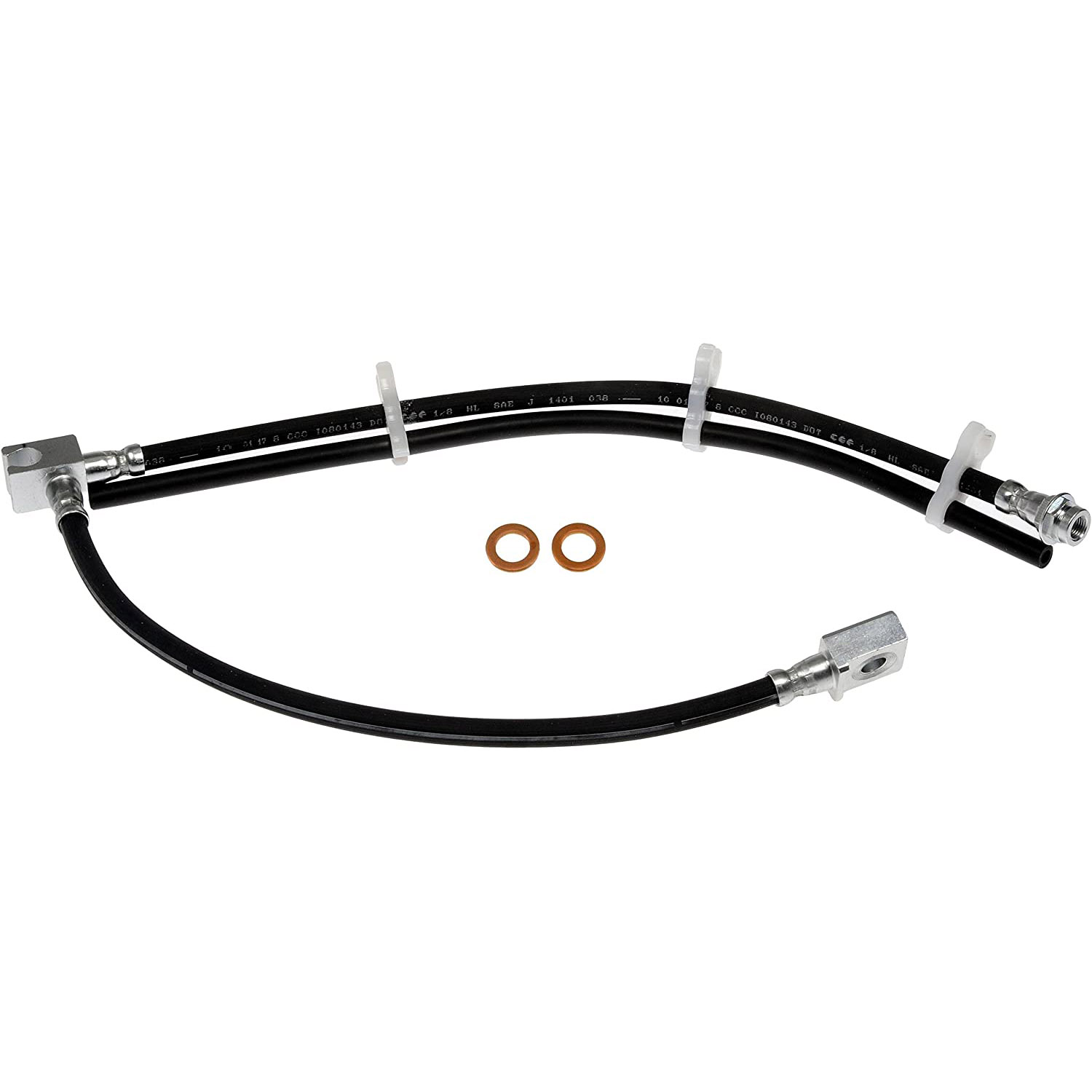 BRAKE HOSE - Brake Hydraulic Hose - Brake Line - Brake Hose - This automotive brake hydraulic hose was precision-engineered to match the fit, function and performance of the original brake hose on specific vehicles and positions to ensure safe, long-lasting durability as part of a complete brake repair. - Ford 2019-99 - Brake Hydraulic Hose - DORMAN 17.25" Flexible Rubber Hydraulic Brake Hose for Ford - Dorman H620994 Brake Hydraulic Hose Compatible with Select Ford Models - H620994 First Stop Series Brake Line, EPDM Rubber