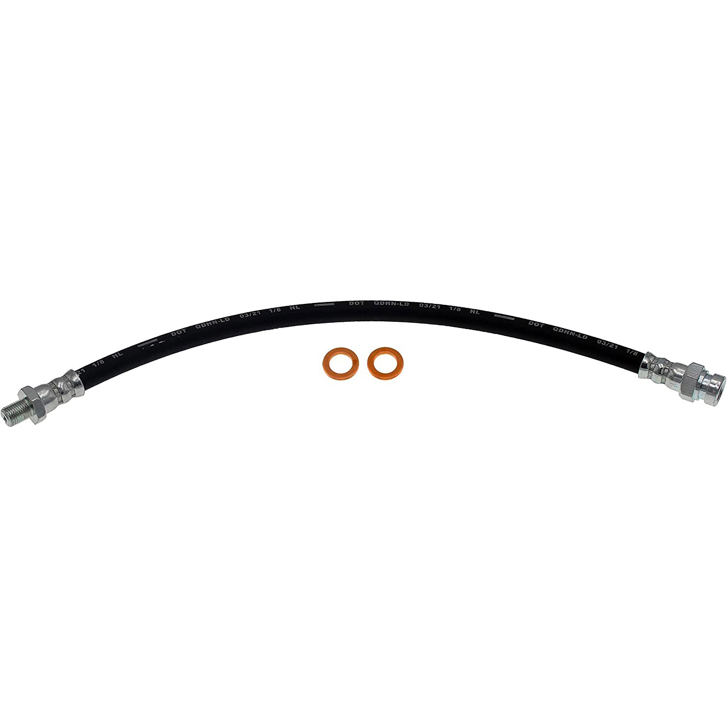 BRAKE HOSE - Brake Hydraulic Hose - Brake Hose - Brake Line - This automotive brake hydraulic hose was precision-engineered to match the fit, function and performance of the original brake hose on specific vehicles and positions to ensure safe, long-lasting durability as part of a complete brake repair. - Nissan 510 1973-68, Nissan 610 1976-73, Nissan 710 1975-74 - H96499 Front, Driver and Passenger Side First Stop Series Brake Line, Metal and Rubber
