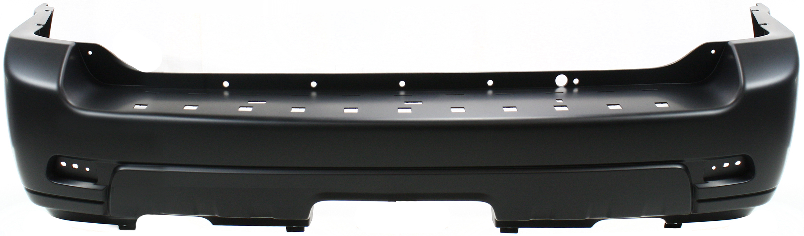 Replacement® 2006-2009 Chevrolet Trailblazer - Rear Primed Bumper Cover, LT Model, Without Parking Aid Sensor Holes, With Step Pad Provision, With Reflector Holes, CAPA Certified REPC760113PQ