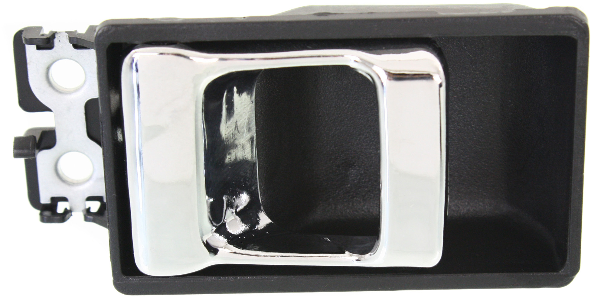 Replacement Interior Door Handle Chrome Lever with Black Bezel, Front, Driver or Passenger Side, REPN462519