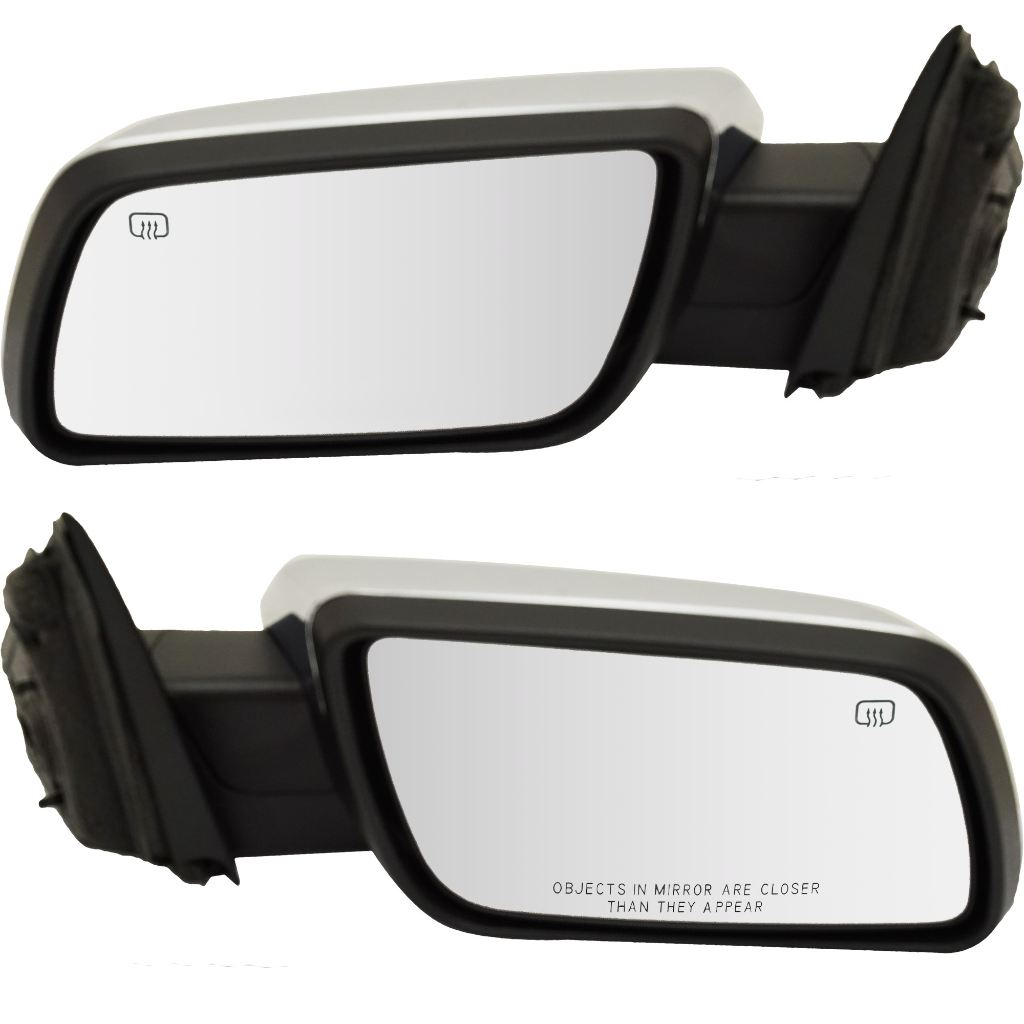 Kool Vue® 2011 Ford Flex - Driver and Passenger Side Mirror, Power Adjust, Heated, Chrome, Manual Folding, No Signal Light, No Blind Spot Feature, With Memory, With Puddle Light, No Auto-Dimming SET-FD198ER