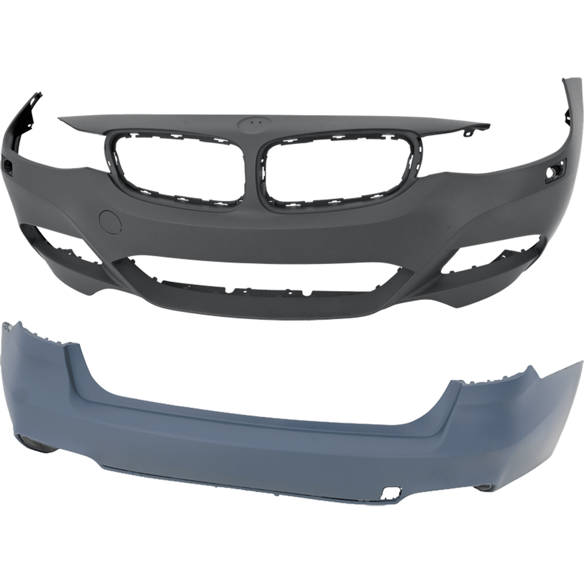 Replacement Bumper Cover Primed, Front & Rear, 1-year unlimited-mileage warranty SET-RB01030138P-B