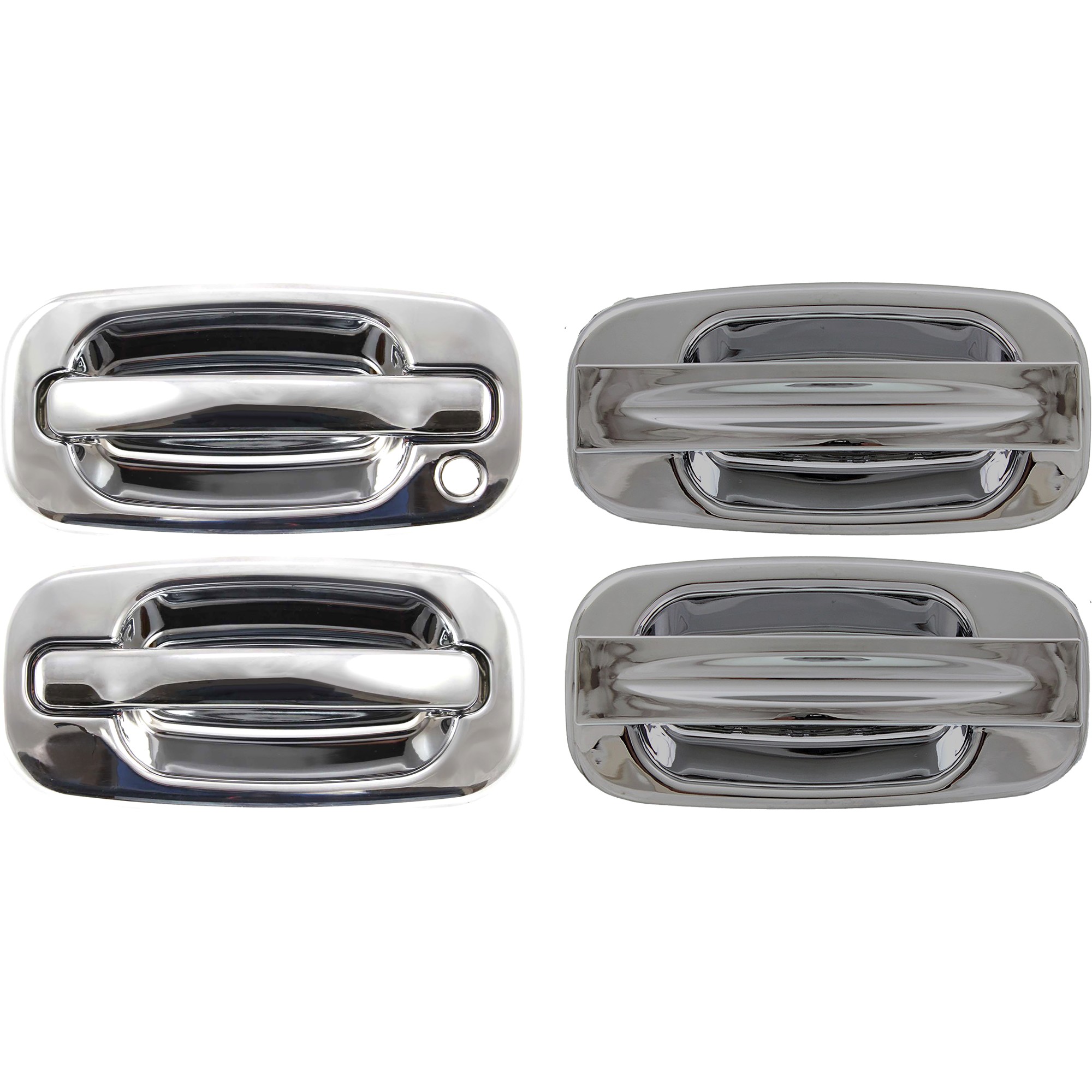 Replacement 2004 Chevrolet Avalanche 1500 - Exterior Door Handle - Front and Rear, Driver and Passenger Side, Chrome, without Key Hole Except for Front LH SET-REPG491307-4