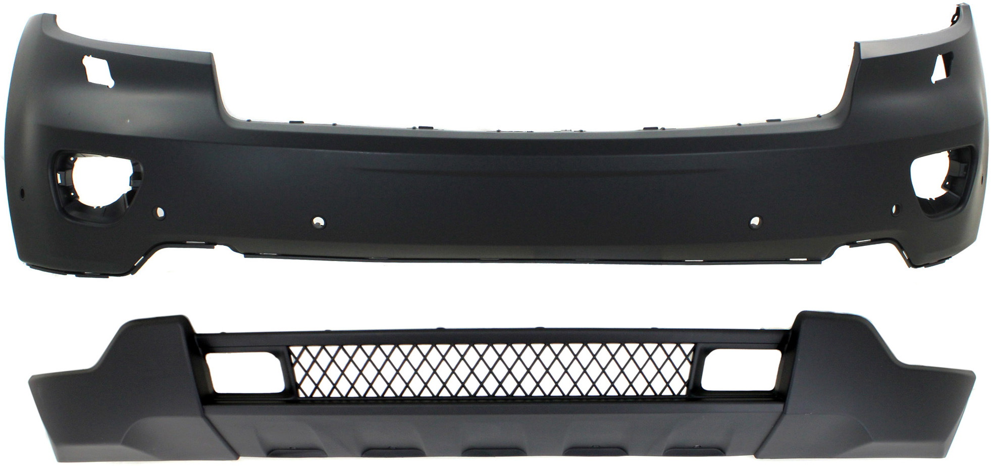 Replacement® 2012 Jeep Grand Cherokee - Front, Upper and Lower Primed Bumper Cover, For Models Without Adaptive Speed Control SET-REPJ010321P-2