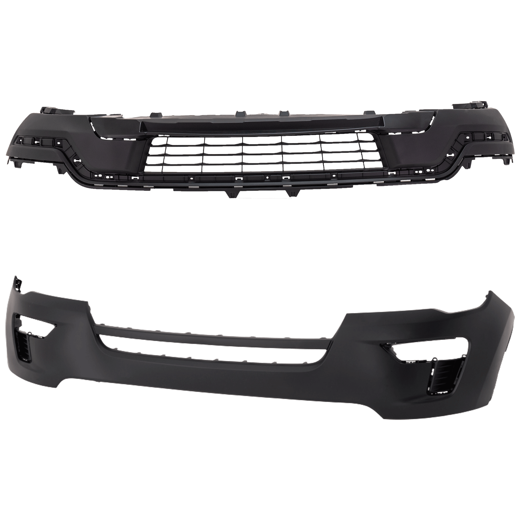 Replacement Bumper Cover Front - Primed, Rear Textured, Front, Upper & Lower, 1-year unlimited-mileage warranty SET-RF01030048P-B