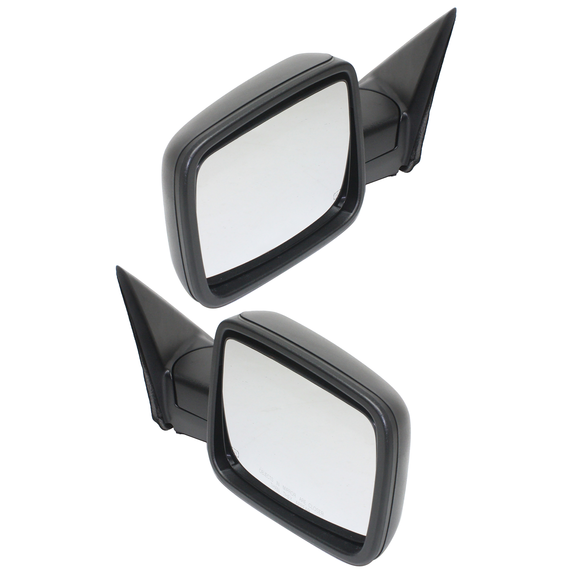 Kool Vue Driver and Passenger Side Non-Towing Mirrors, Power, Heated, Manual Folding, Textured Black, (Left - with Temperature Sensor, Right - without Temperature Sensor)