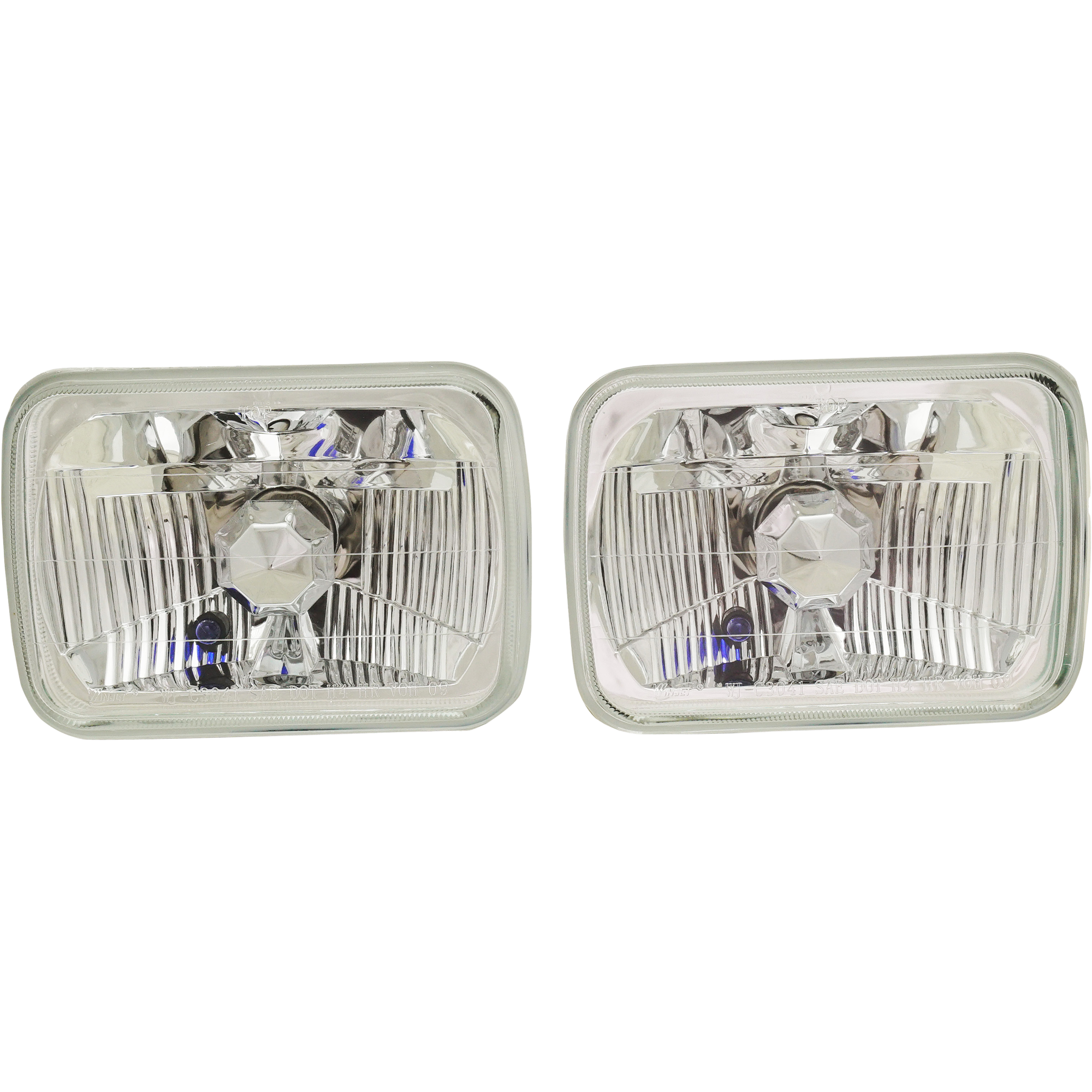 JC Whitney® Driver and Passenger Side Headlights, with Bulbs, Halogen, Clear Lens, Composite Type, For vehicles with Single headlights, Upgrades Sealed beam type #H6054 (Hi/Lo-Beam), w/Replaceable bulbs