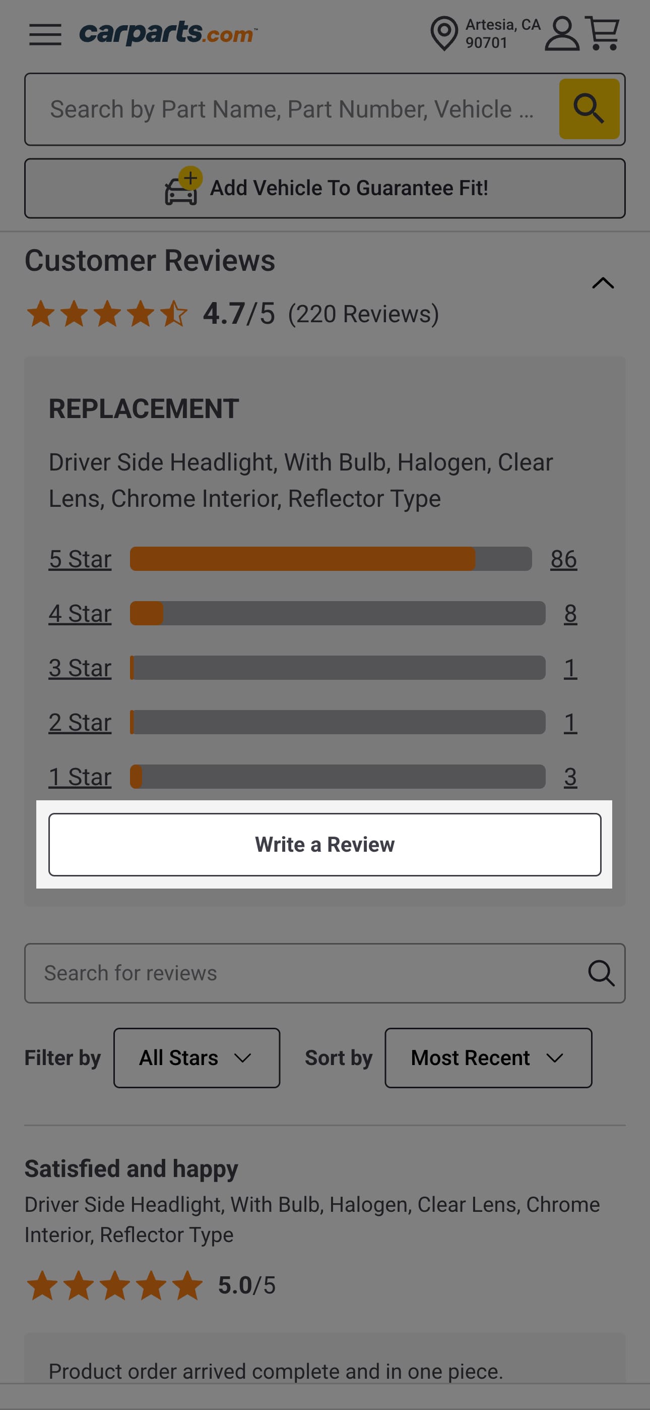 write a review mobile screenshot