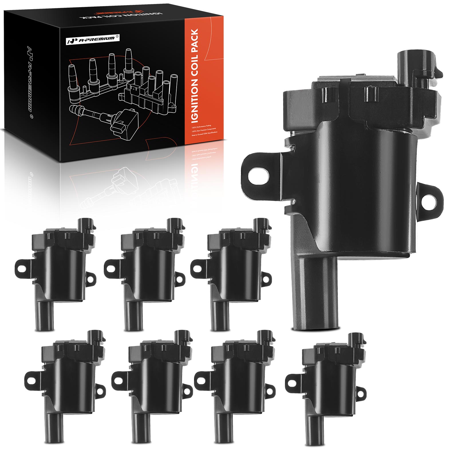 DriveWire &ndash; 8-Piece Kit Ignition Coil, 4 Cylinder, 1.8/2.0/2.5 Liter Engine, includes Spark Plugs
